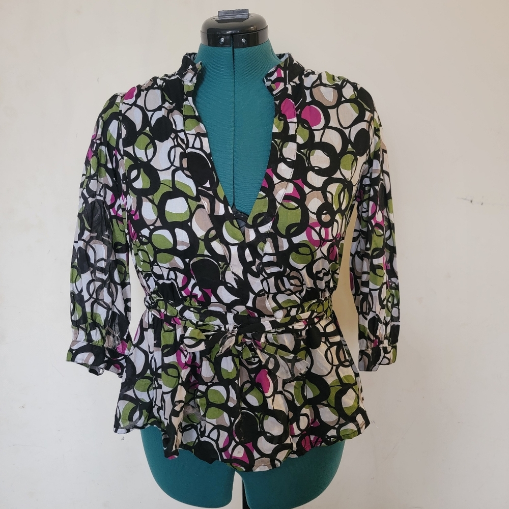 Banana Republic Multicolor Wrap Blouse - Medium